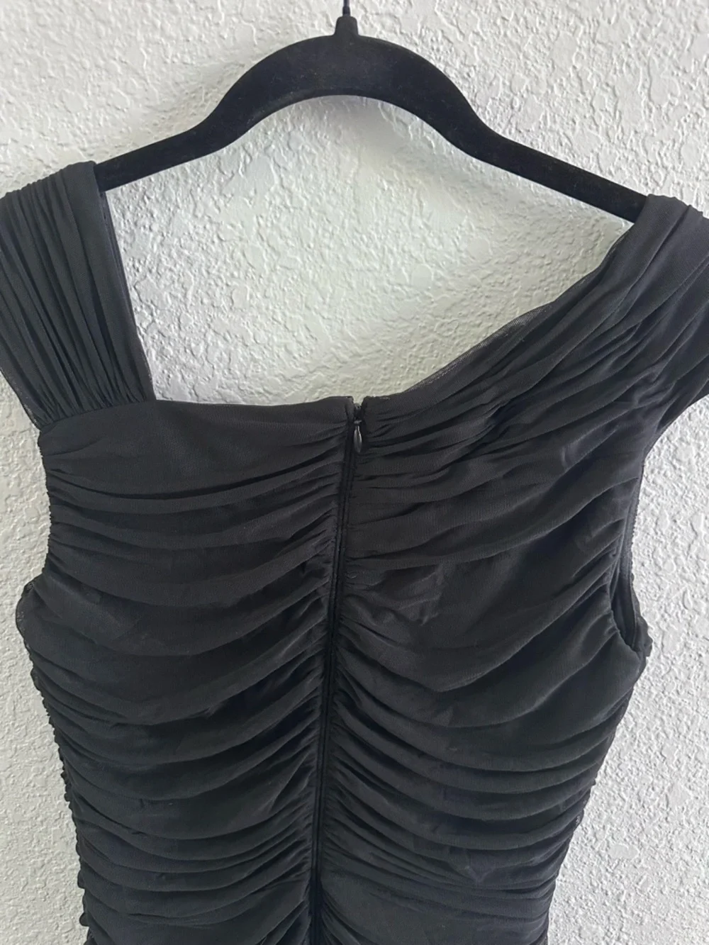 Tadashi Collection Black Ruched Cocktail Dress One Shoulder Jersey Bodycon M - Picture 7 of 14